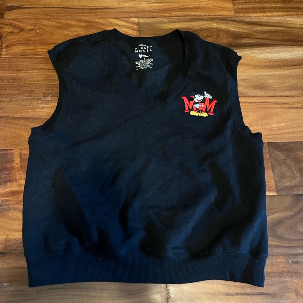 Disney Black Tank Top with Mickey Mouse Embroidery